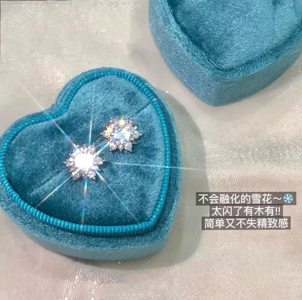 S silver needle full of diamonds zircon sunflower stud earrings women's light luxury niche high-end earrings super flash snowflake earrings