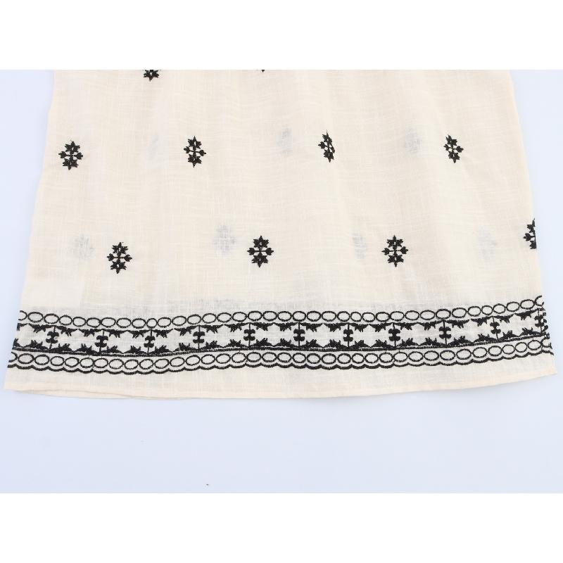 New Summer Women's Fashion Sweet Simple Round Neck Tie-Sleeve Embroidered Shirt Top
