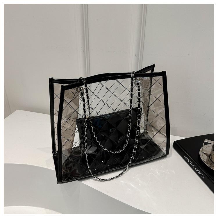 2024 Spring Women's Large PVC Transparent Tote - Casual Shoulder Bag, Summer Trend