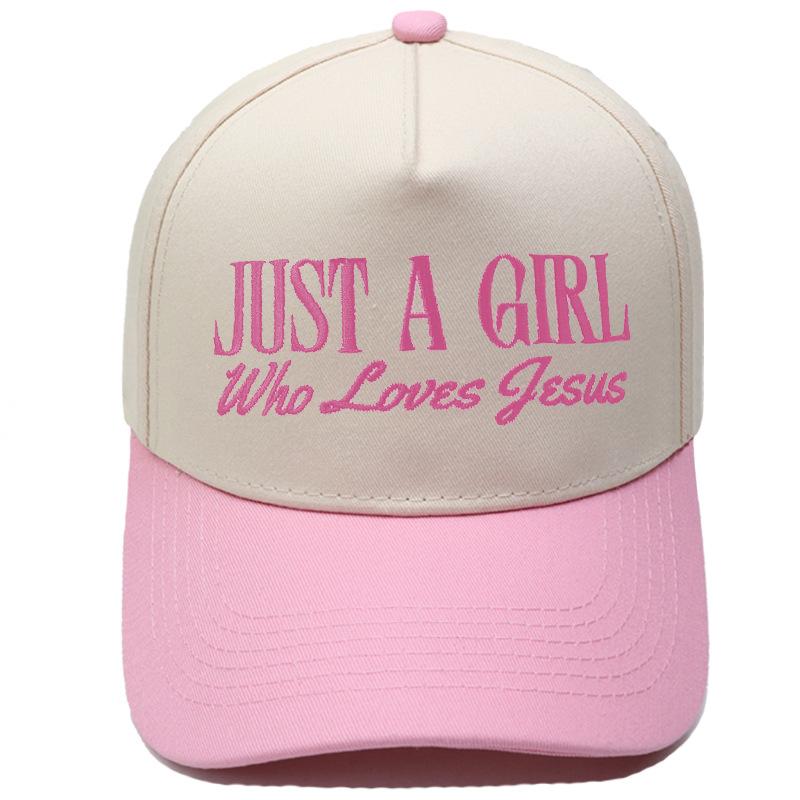 JUST A GIRL Truck Driver Hat Embroidery Color Matching Baseball Cap Men's and Women's Casual Outdoor Sun Hat