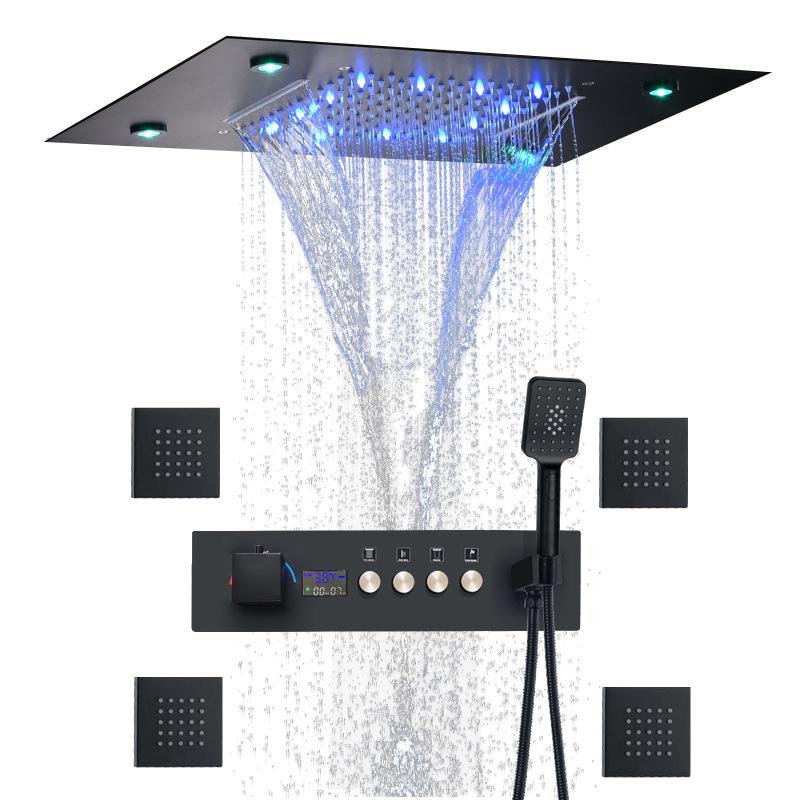 Wall-Mounted Thermostatic LED Shower Set with Digital Display and All-Copper Fixtures