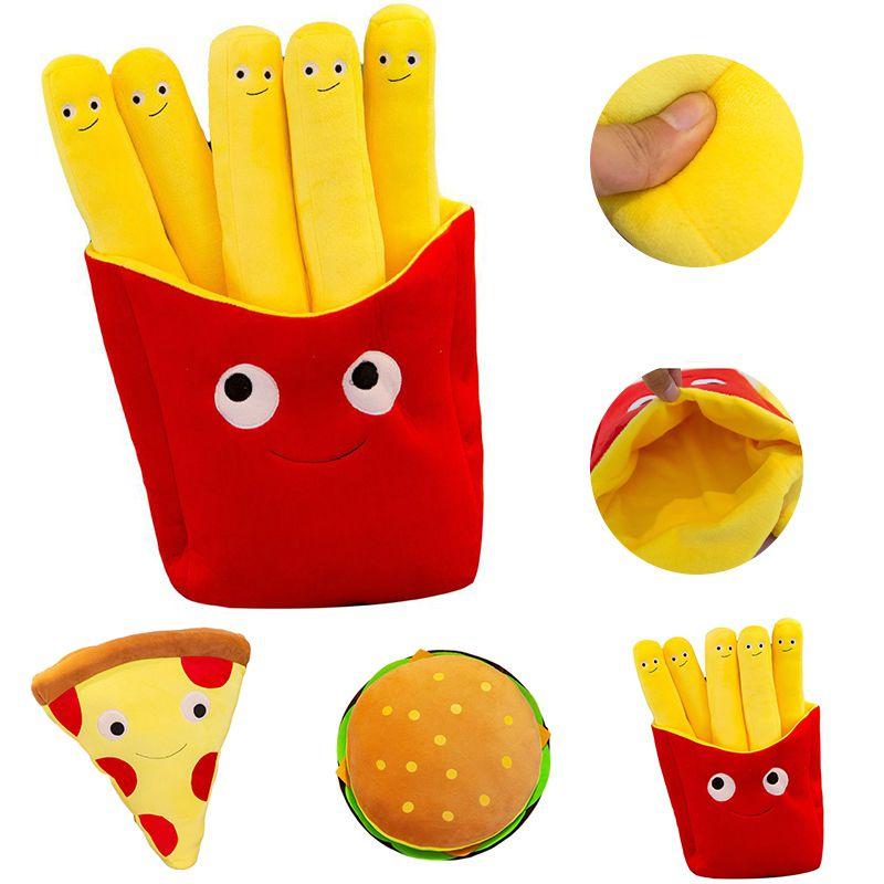 Cute Cartoon Plush French Fries Soft Toys Cuddly Pizza Pillow Cushion Kids Gifts