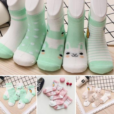 5 Paar Baby-Sommer-Cartoon-Baumwoll-Mesh-atmungsaktive mittlere Knöchelrohrsocken