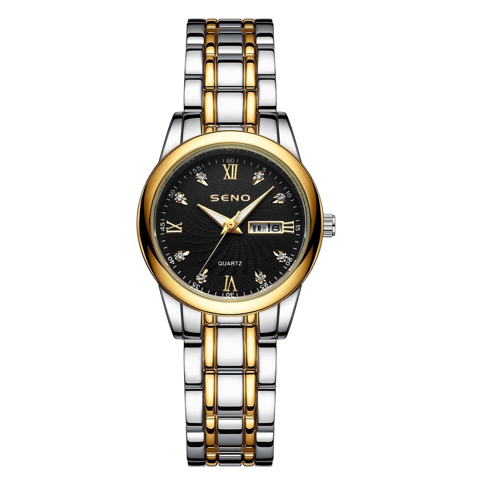 

Жіночий кварцовий годинник Простий повсякденний кварцовий годинник із подвійним календарем, що світиться, водонепроникний