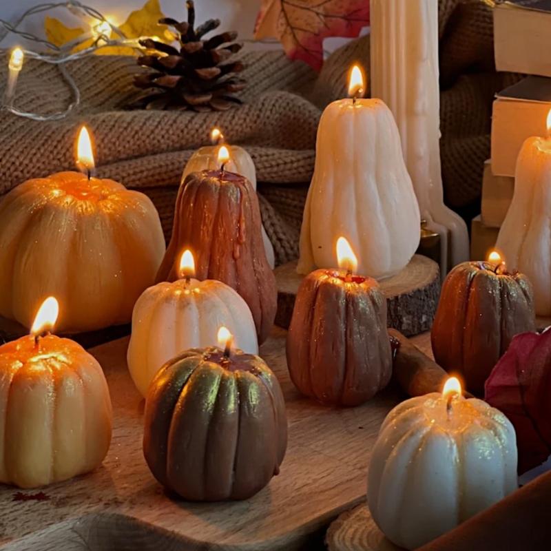 Halloween Pumpkin Shape Festive Atmosphere Aromatherapy Pastoral Style Smokeless Candles Gift Multicolor