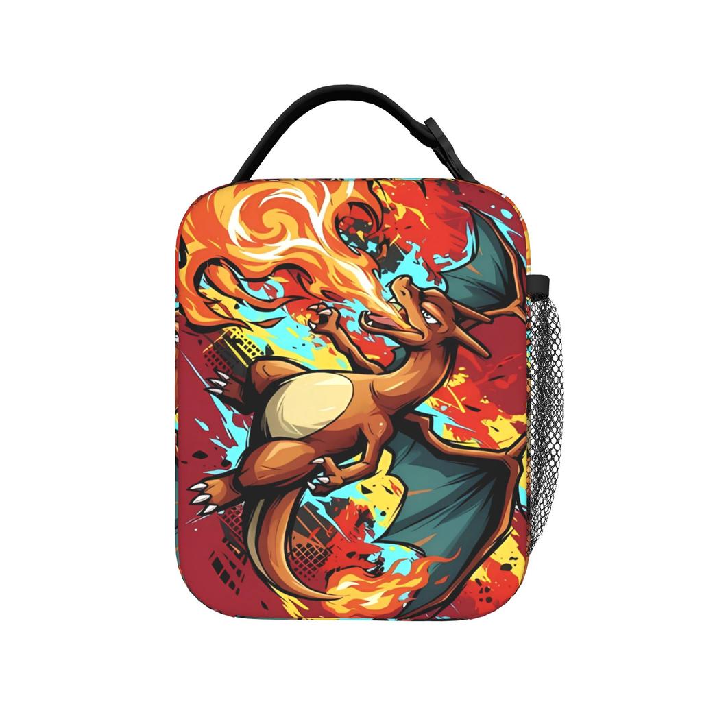 Charizard Simple Face Anime Lunch Bag For Child Print Outdoor Picnic Lunch Box Casual Convenient Oxford Cooler Bag