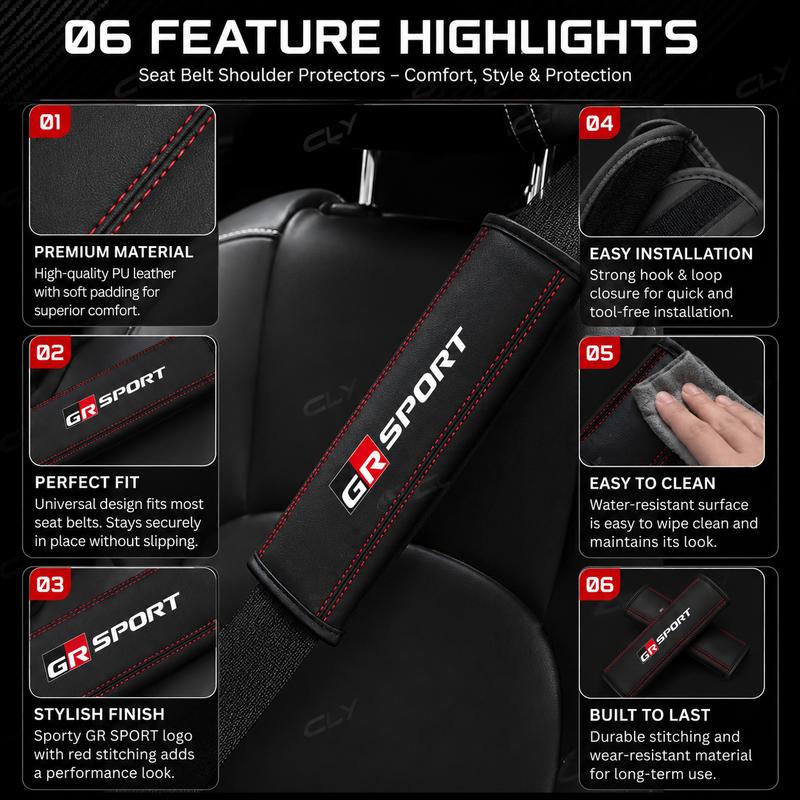 Car Stickers Seat Belt Ornaments Shoulder Protectors in the car For toyota GR SPORT