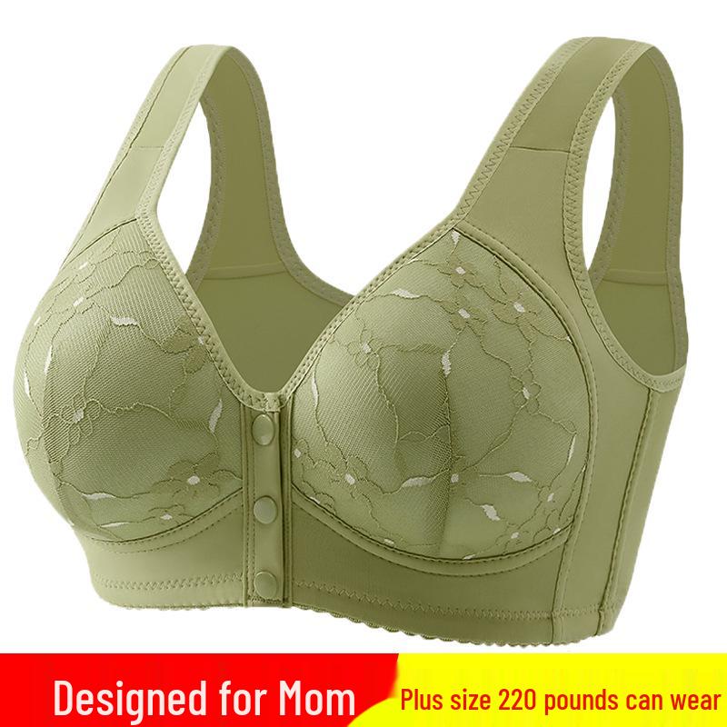 Women's Plus Size Front Buckle Wire-Free Shaping Bra with Wide Straps