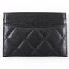 Excellent CHANEL Pass case COCO Mark Matelasse Card Case black Caviar skin Women Used