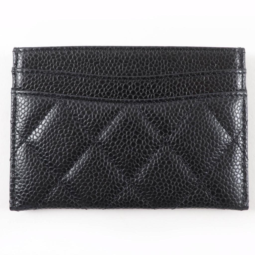 Excellent CHANEL Pass case COCO Mark Matelasse Card Case black Caviar skin Women Used