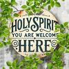 1pc Bohemian Holy Spirit Welcome Round Metal Wall Art Engraved Cross Dove Home Decor Gift