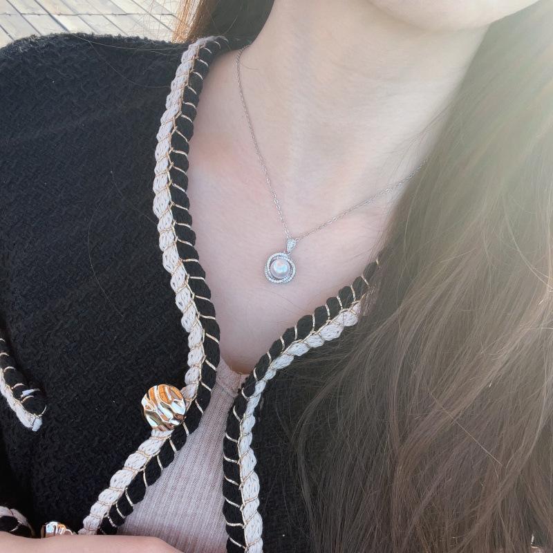 Versatile Korean Zircon and Pearl Jewelry Set: Necklace, Ring, and Earrings
