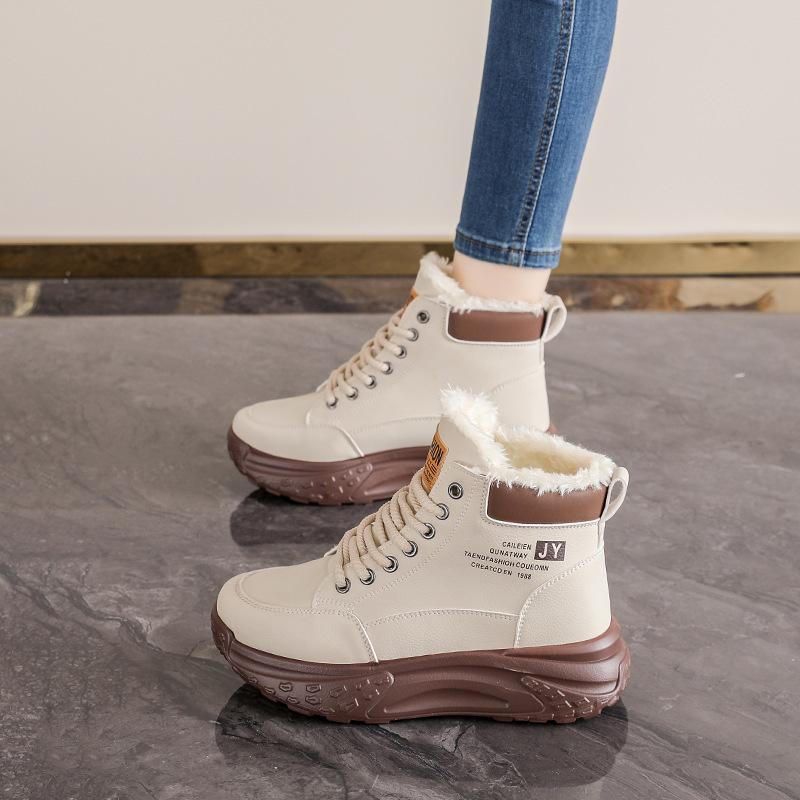 

Winter new velvet high-top snow boots thick-soled heightening thickened warm short boots cotton shoes 35