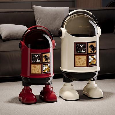Retro Cartoon Astronaut Trash Can: Large Handheld Office Bin for Stylish Sanitary Cleaning