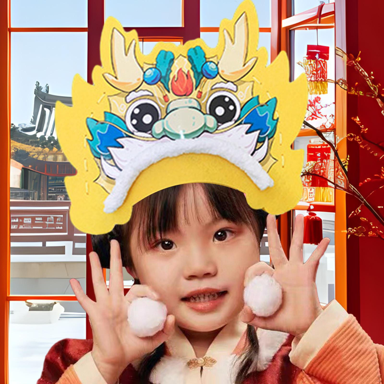 

Китайская шляпа дракона — год самодельных головных уборов жёлтый