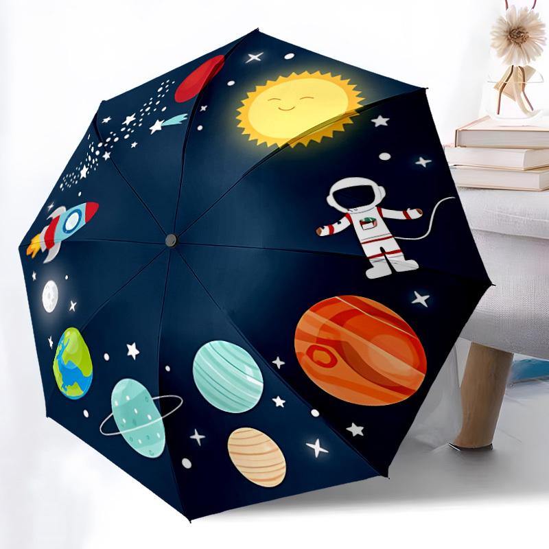1pc Space Adventure Automatic Open/Close Umbrella, Compact Travel Umbrella, 8-Rib Sturdy Frame - Ideal Gift for Friends Yy251118084