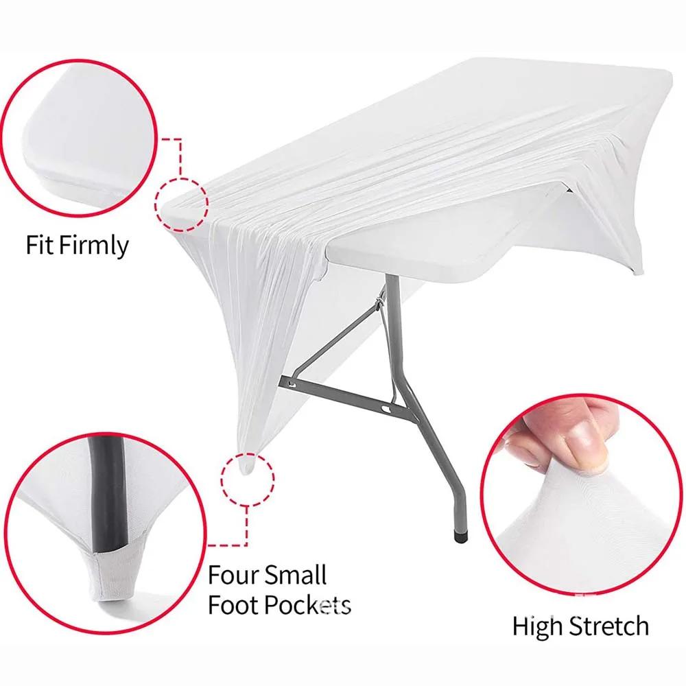 Elastic Table Set Hotel Banquet Decoration Rectangular Stretchable Solid Color Polyester Table Cloth Wedding Outdoor Table Cover