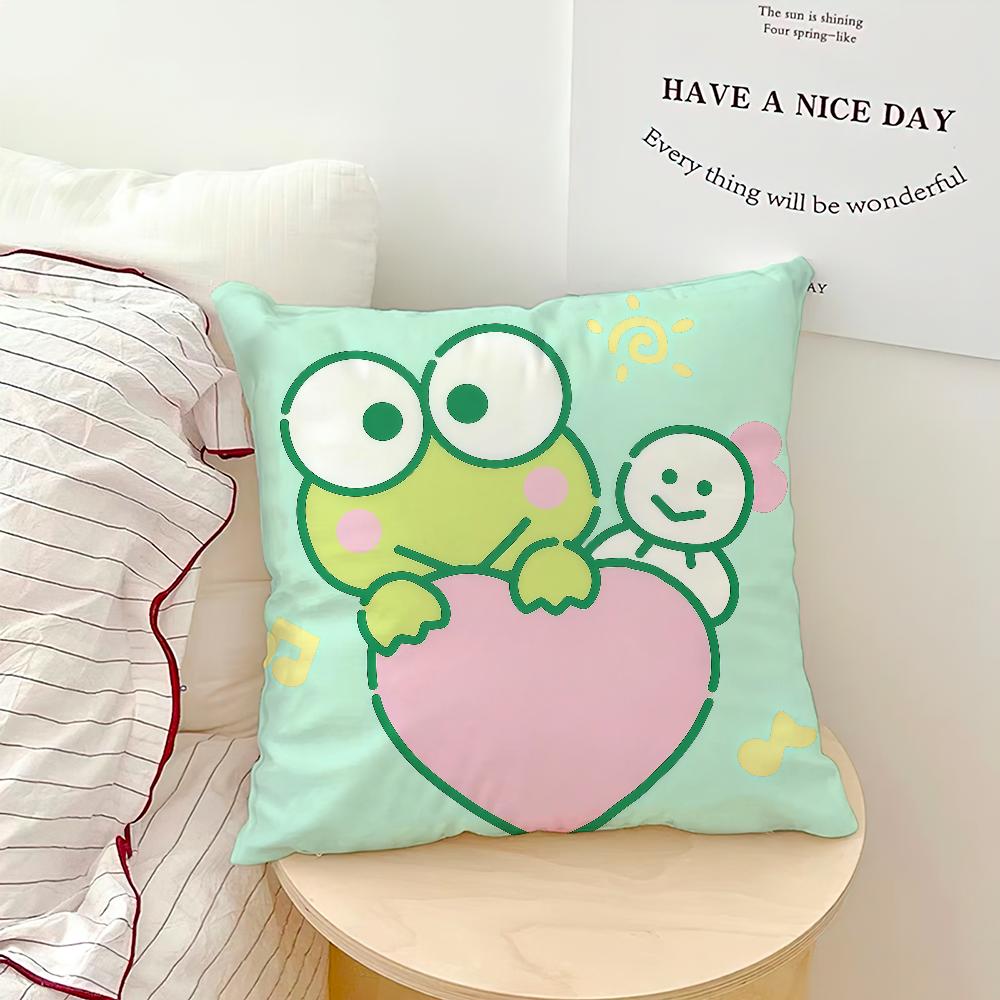 Cushion Cover Green Cartoon Soft Pillow Sro Case For Sofa Kawaii Living Room Home Frog Office K-Keroppi Decor Protective Covers