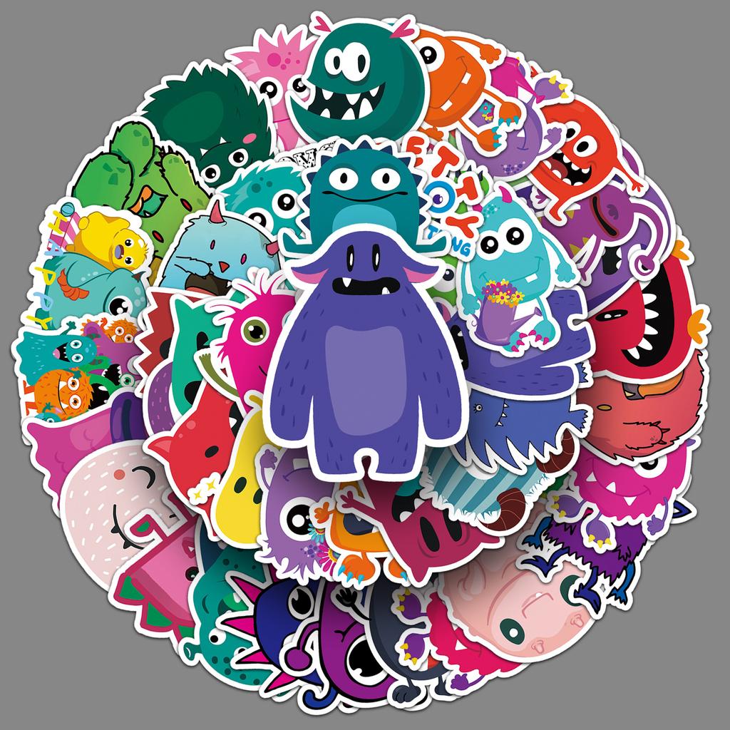 50 Little Monster Doodle Cartoon Cute Reward Children's Gu Card Decorative Skateboard Water Cup Luggage Stickers