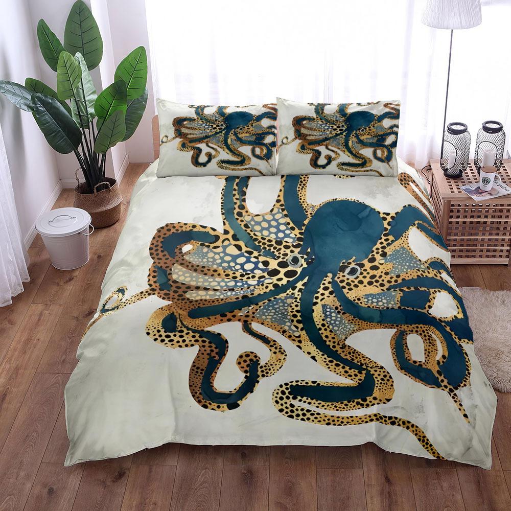

Octopus Duvet Cover, Ocean Animal Octopus Bedding Set Nautical Bedroom Decor, Marine Creatures Duvet Cover for Kids Girls Boys 135x200cm