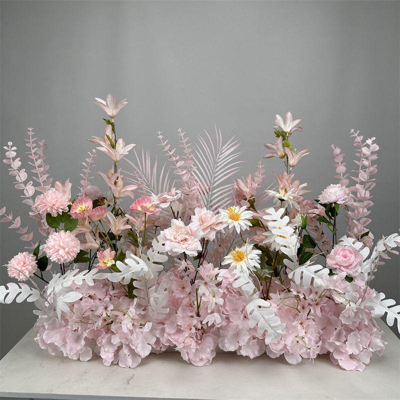 Wedding Floristry: Simulated Flower Scene Arrangement with Seven Optional Colors for T-Stage and Aisle Decoration