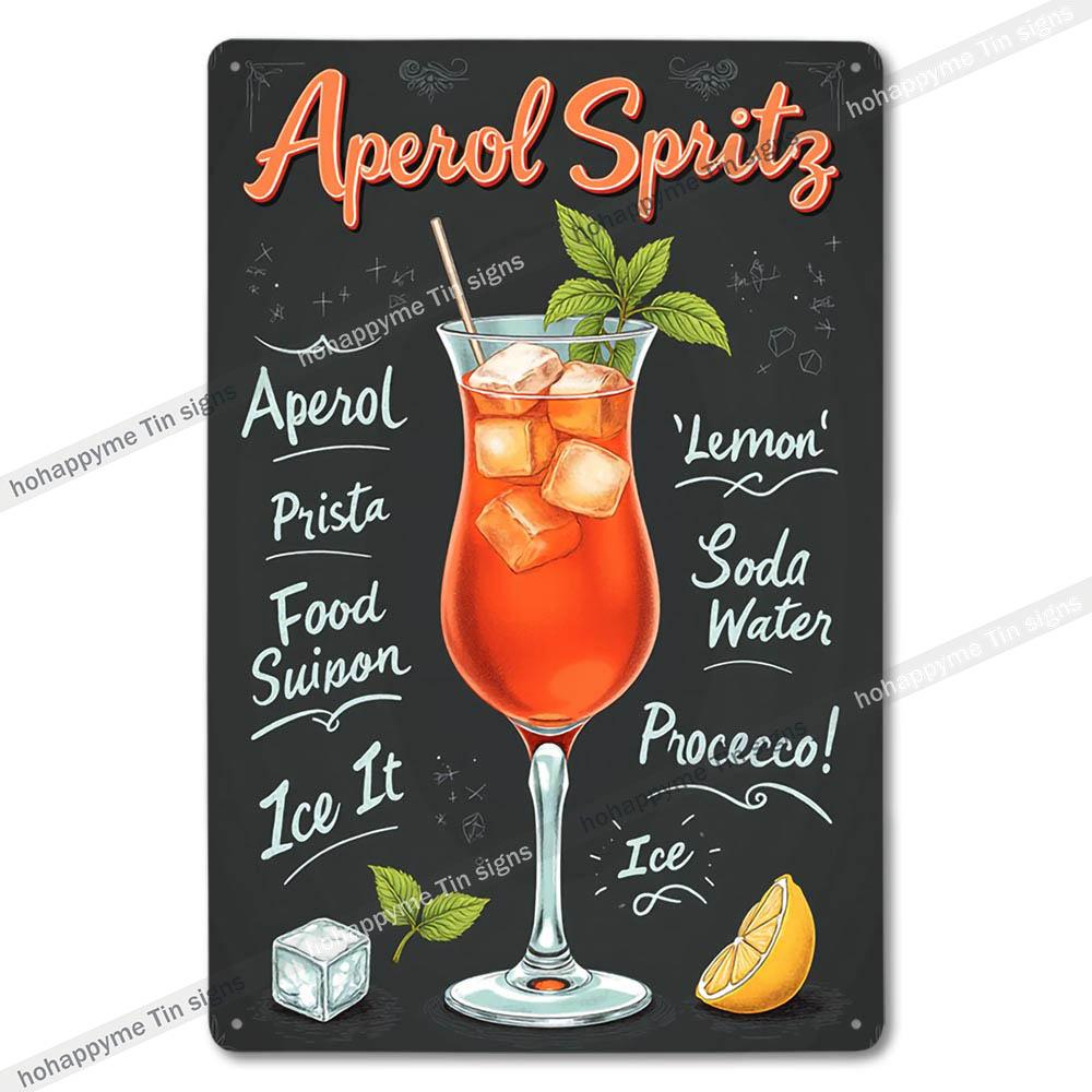 Retro Metall Blechschilder Süße Leckereien Aperol Spritz Schokoladen Diva Bar Dekoration Vintage Wandkunst Heimdekoration