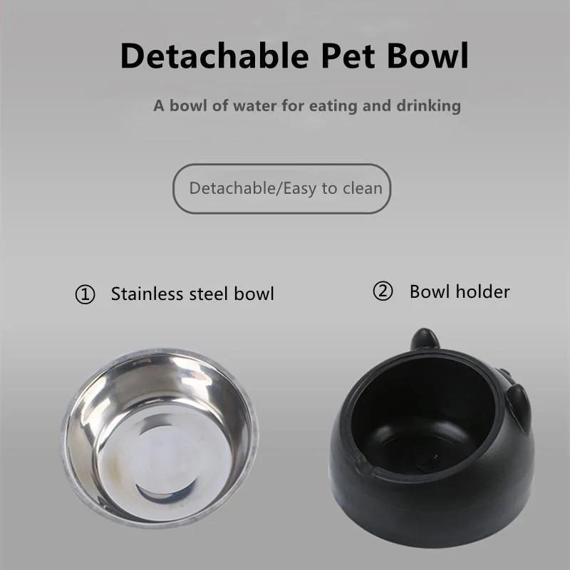 Detachable Pet Bowl Cute Cat and Dog Bowl Protection Cervical Vertebra 15 Degree Oblique Mouth Pet Stainless Steel Food Bowls