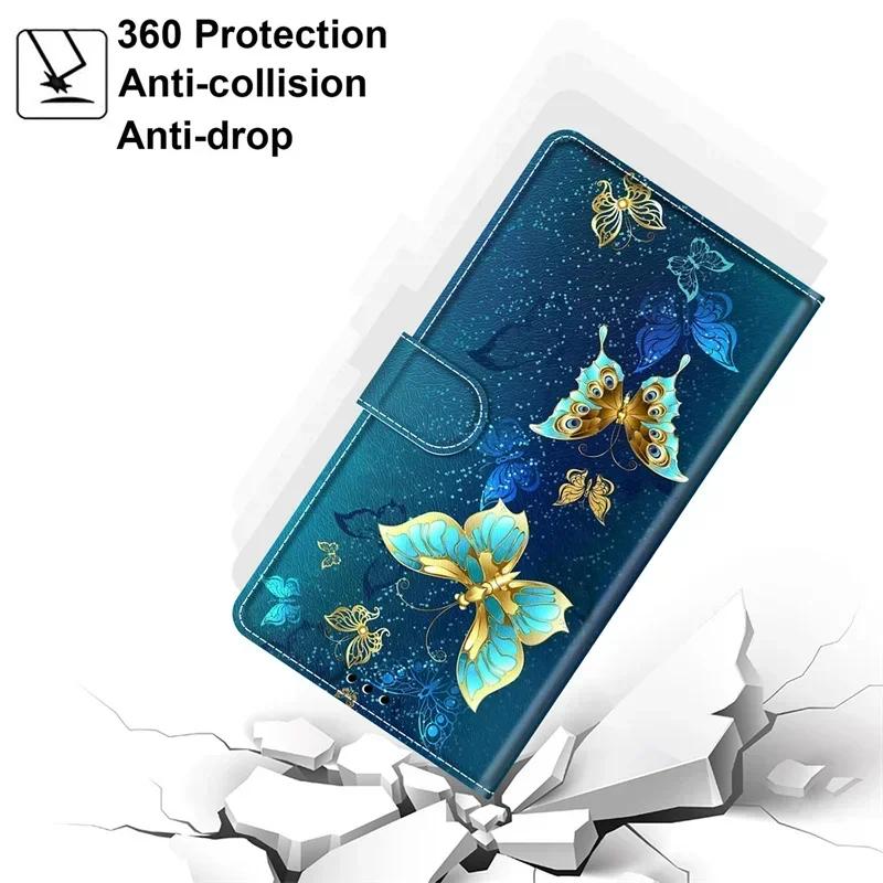 Butterfly Case for Motorola Moto G85 G75 G55 G35 G15 G05 Etui Leather Painted Case for Moto G85 G 85 Capa Stand Book Cover Funda