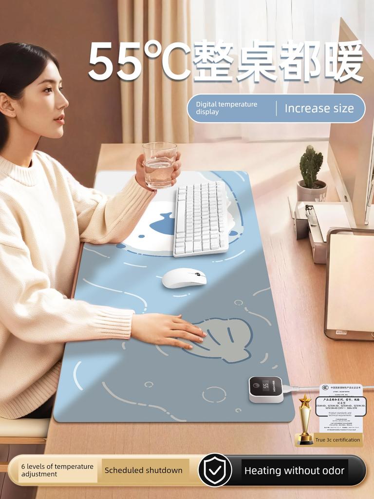Heating Mouse Pad Winter Office Computer Desktop Heating Mat Student Writing Hand Warmer Oversized Heating Table Mat
