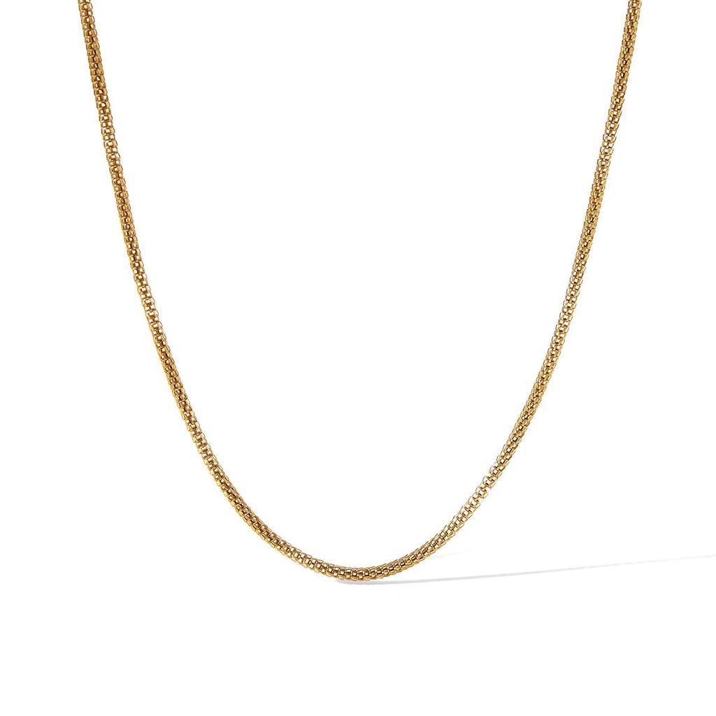 18k Gold and Stainless Steel Mesh Choker - European & American Style, Simple, Non-Fading