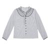 Betu Women's Hand-Embroidered Striped Cotton-Feel Long Sleeve Shirt