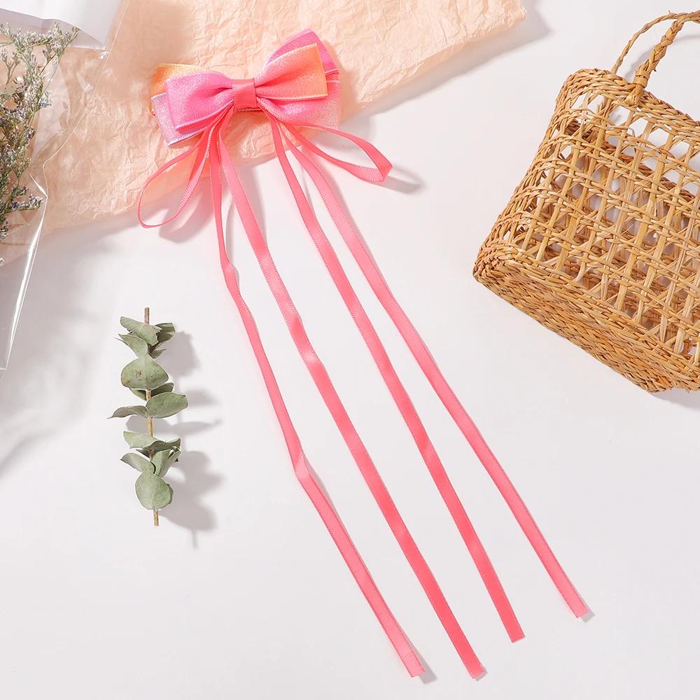 Gradient Bow Tassel Hairpins New Chinese Style Children Sweet Girls Lovely Hair Clips Women Barrettes Hairgrips Hair Accessories