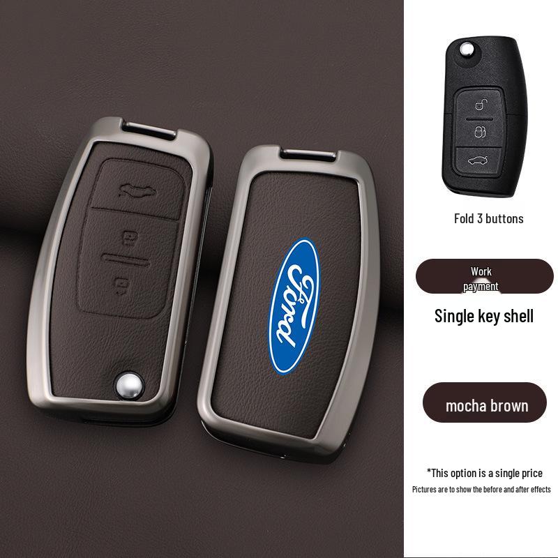 Kryt na klíč Ford Focus & Fiesta - Pravá hovězí kůže (Kompatibilní s modely 09/11/12 & 16/18)