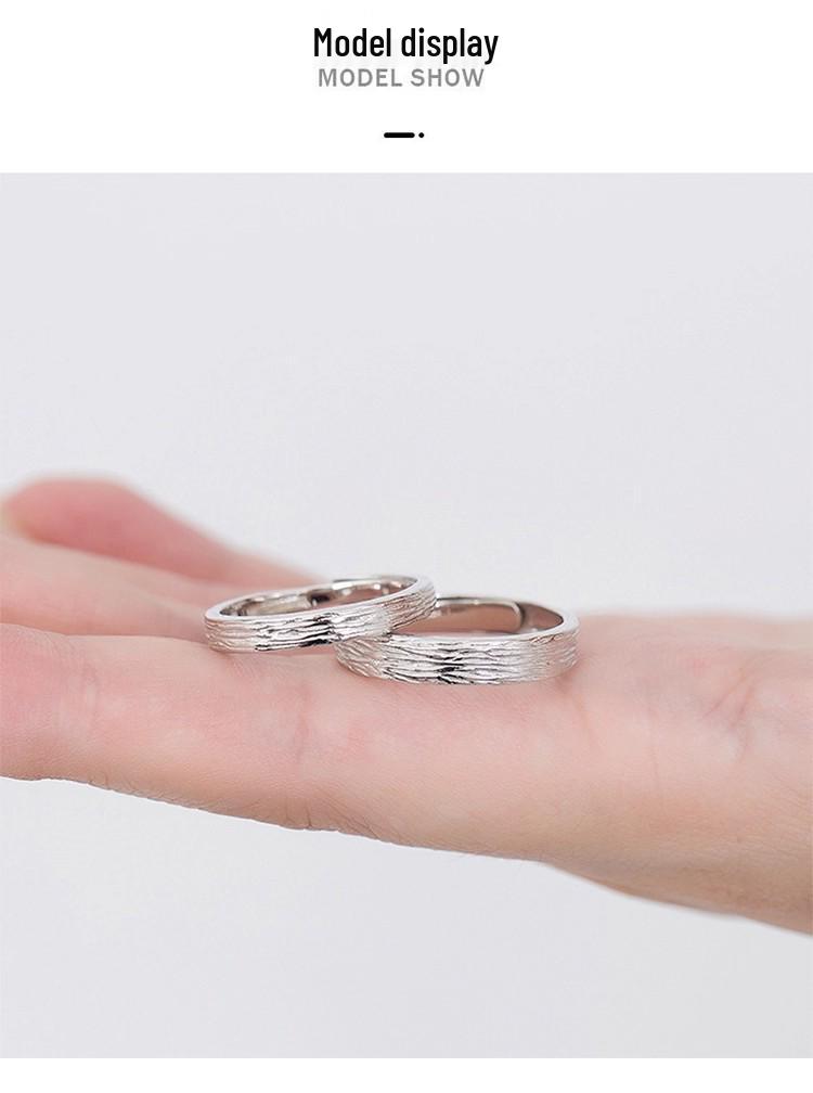 Sterling Silver Adjustable Couple Rings - Simple, Versatile, Textured Bands