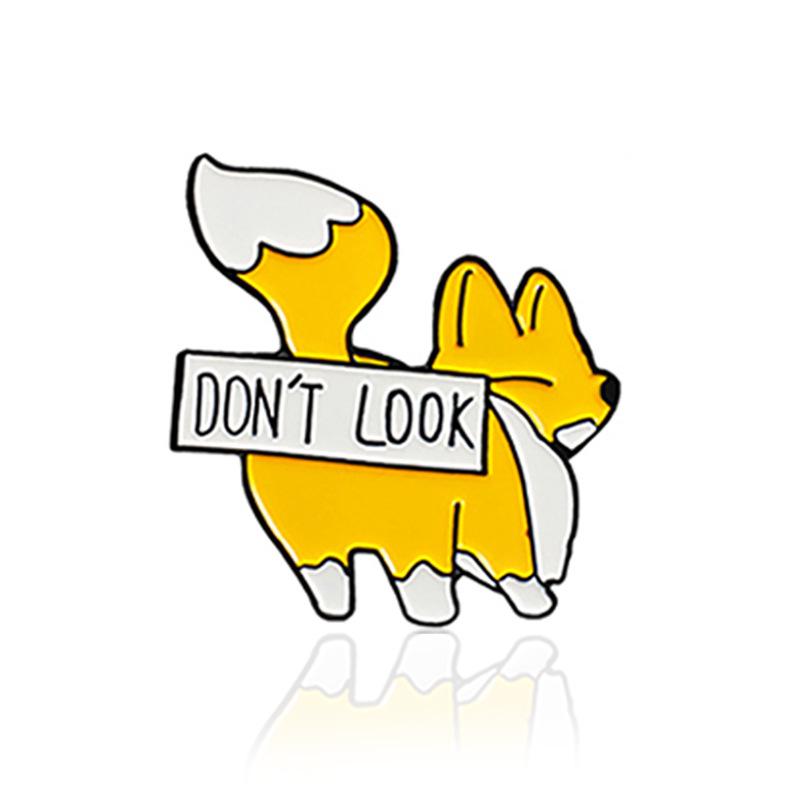 Cute Cartoon Corgi & Nine-Tailed Fox Reading Brooch cc169