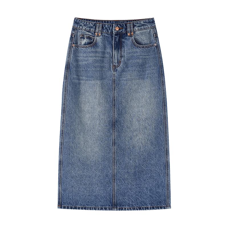 Women s High Waist Denim Midi Skirt S