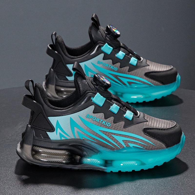 Classmates and Boys Shoes 2025 Autumn New Children's Leather Non-slip Running Shoes Rotating Buckle Middle and Older Children's Sports Shoes