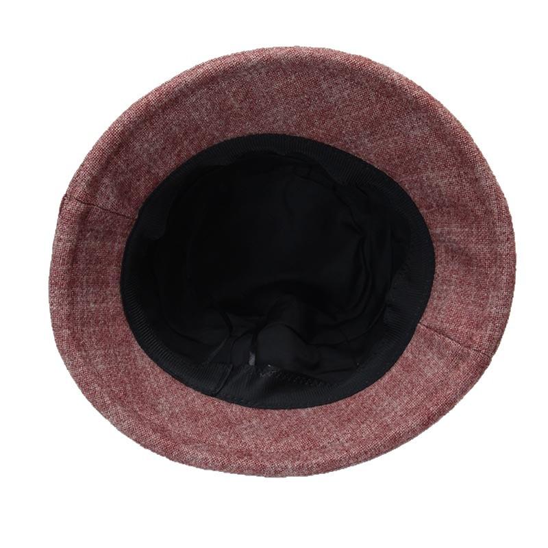 Autumn and winter plaid flower pot hat women's retro woolen top hat middle-aged old mother old woman versatile warm bucket hat