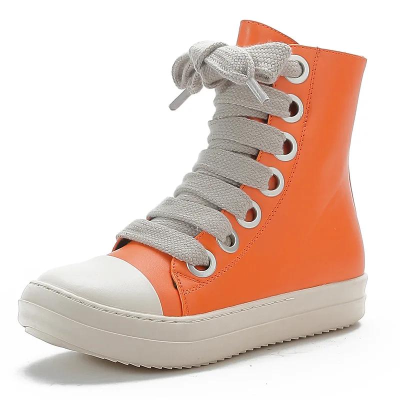 Rick High Top Flat Sneakers Platform Corss Tied Men's Shoes Women Sneakers Oween Designed Causal Flats Zip Ankle Botas 45