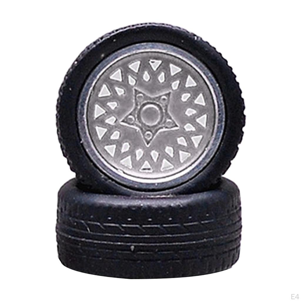 4 Pieces Hex Wheel Rims Car Accessories Rubber Tire 1/6 Flat Tires&Wheel for Modification RC