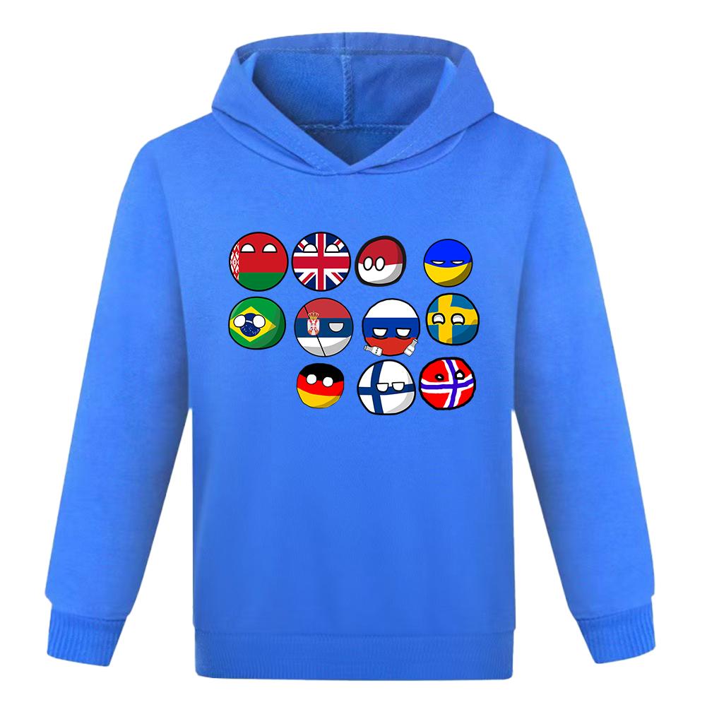 Kids Polandballs Countryballs Cartoon Hoodie Funny Girl 3D Printed Kids Sweatshirts Boys Trendy National Balls Pullovers