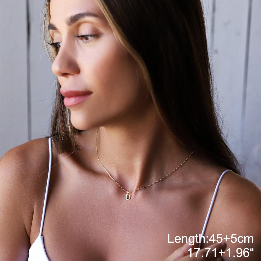 Women Tiny Letter A-Z Initial Necklaces, Small Shiny Letter Girl Chain Choker, Gold Color Stainless Steel Layered Collar Jewelry