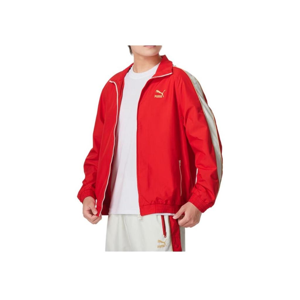 Puma Casual Fashion Running Comfortable Breathable Retro Color Block Stand Collar Jacket Unisex Jacket Red 629227-11