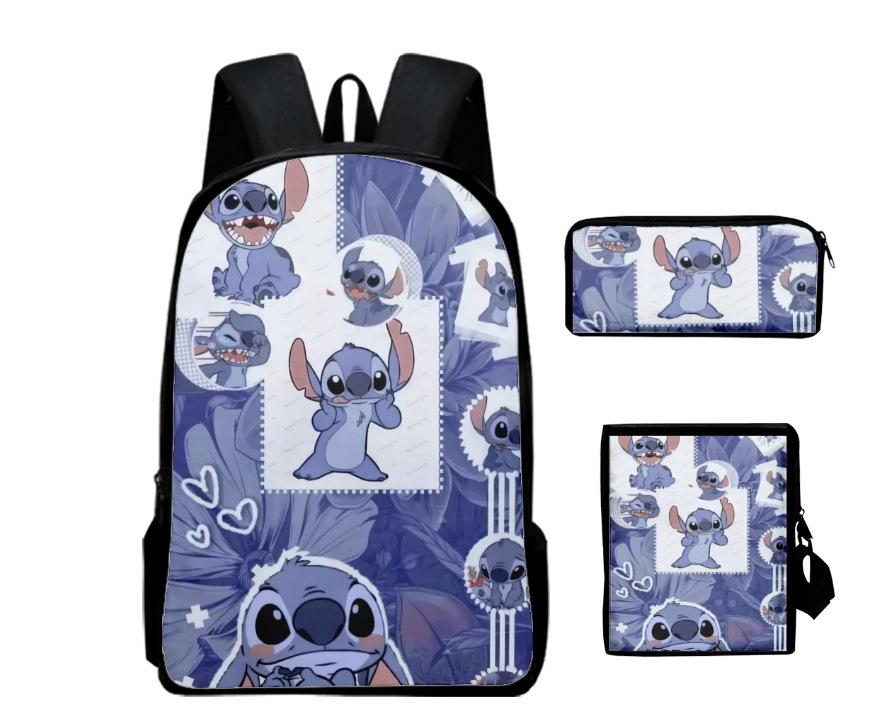 Quick Hair Cartoon Three-Piece Schoolbag Fashion Trend Backpack Backpack Three-piece set (backpack + satchel + pencil case)