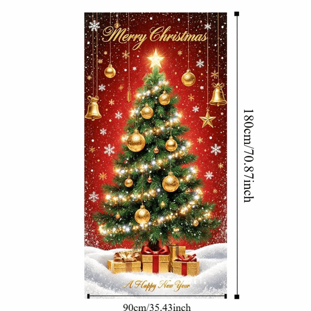Door Hanging Christmas Door Cover Atmosphere Arrangement Background Santa Claus Banner Old Man Snowman Holiday Props