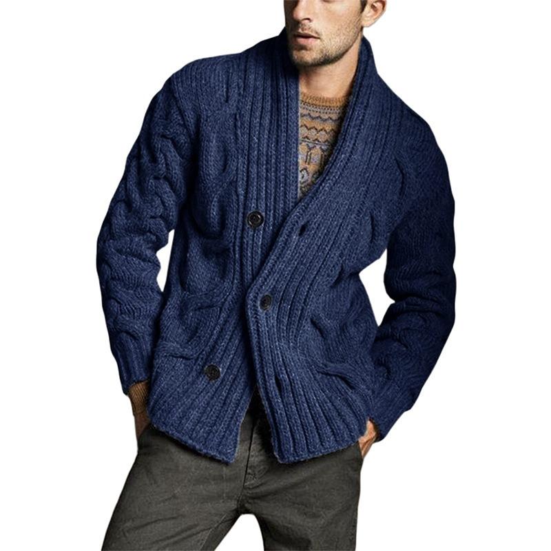 Men's Solid Color Long Sleeve Knit Cardigan Sweater Outwear.