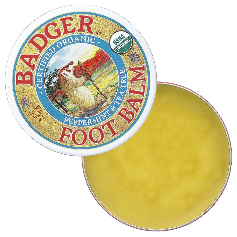 Certified Organic Foot Balm, Peppermint & Tea Tree, 2 Oz (56 G)
