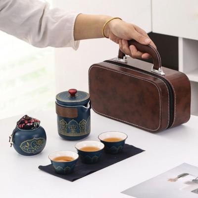 Cerc Material Travel Tea Set With Handle Chinese Congou Tea Set  Outdoor Camping