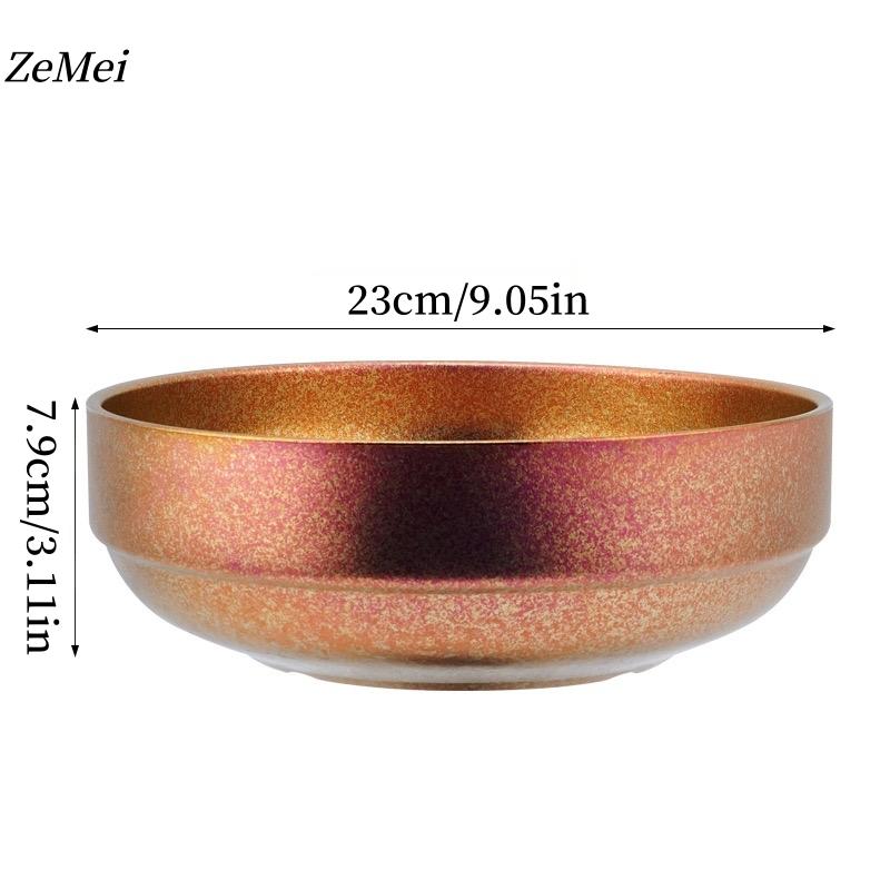 Large Size Pure Titanium Double-Wall Salad Bowl,23 Cm Home Breakfast Bowl Cheese Food Tableware,Snack Bowl Table Kitchenware