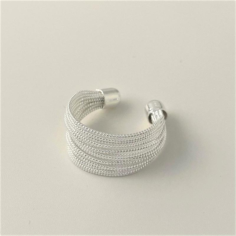 925 Silver Open Rings for Women Fashion Handmade Geometric Irregular Lines Ring Party Wedding Jewelry Holiday Gifts